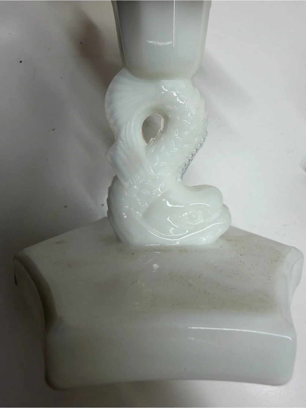 Vintage Westmoreland Milk Glass Dolphin Candle Holders - Set of 2